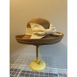 Summer Tompkins Beige Brown Woven Summer Women’s Sun Hat Large Bow